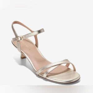 Cole Haan Leni Kitten Heels Women’s Metallic Soft Gold Sandals NWT Size 7